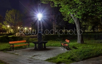 bench in a dark park