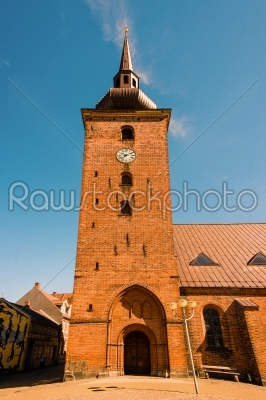 Big church tower with a clock
