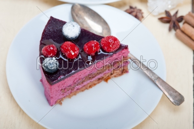blueberry and raspberry cake mousse dessert