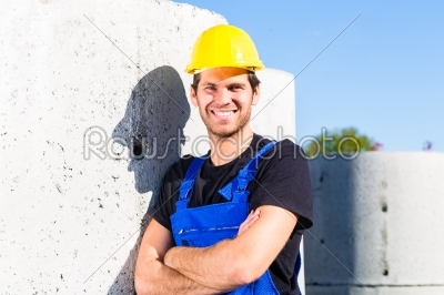 Builder of construction site with canalization project