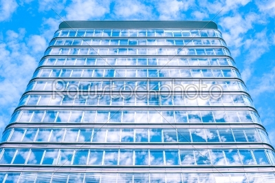 Building with sky reflection