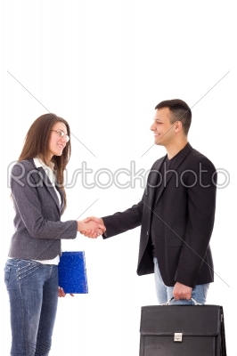 business handshake between two young people