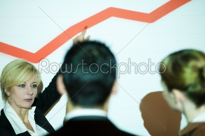 Business Team discussing graph