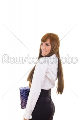 business woman in black skirt and white shirt