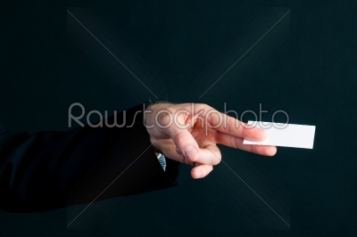 Businessman hand over business card