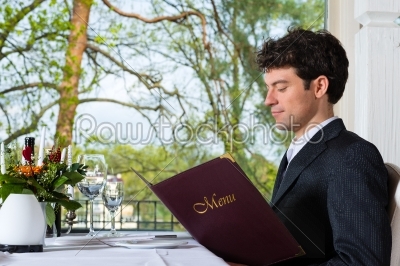 Businessman have a lunch in restaurant