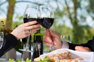 Businesspeople have a lunch in restaurant