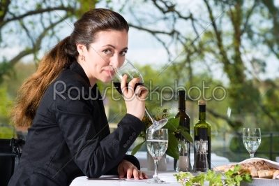 Businesswoman have a lunch in restaurant