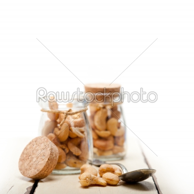 cashew nuts on a glass jar 