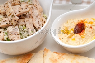 chicken taboulii couscous with hummus