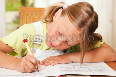 Child doing homework for school