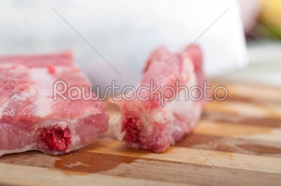 chopping fresh pork ribs 