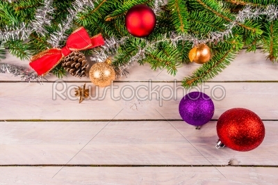 Christmas ornament on wood
