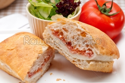 ciabatta panini sandwich with parma ham and tomato