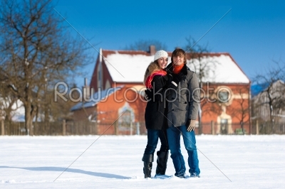 Couple having a winter walk