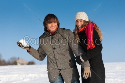 Couple having a winter walk