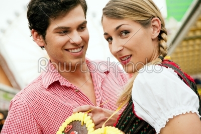 Couple with gingerbread heart