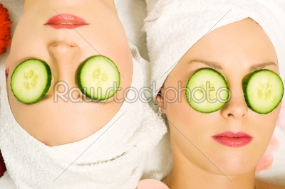 Cucumber beauty girls in spa