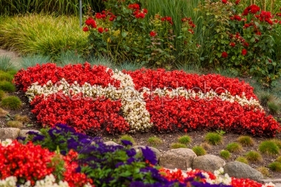 Danish flag made out of flowers