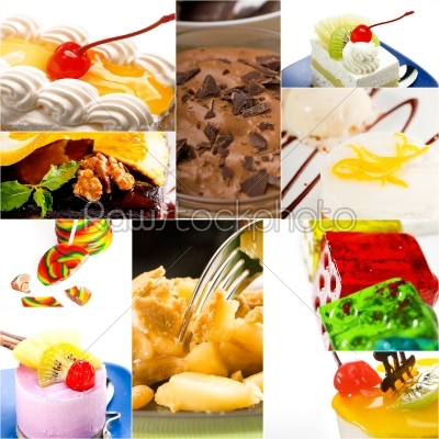 dessert cake and sweets collection collage
