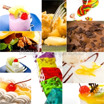 dessert cake and sweets collection collage