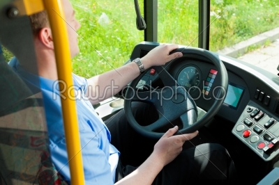 Driver sitting in his bus