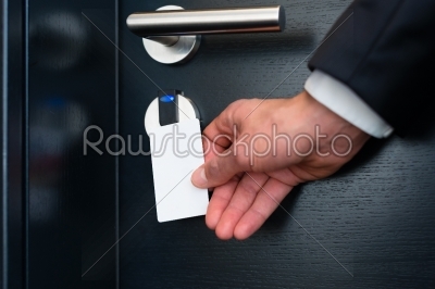 electronic keycard for room door in modern hotel
