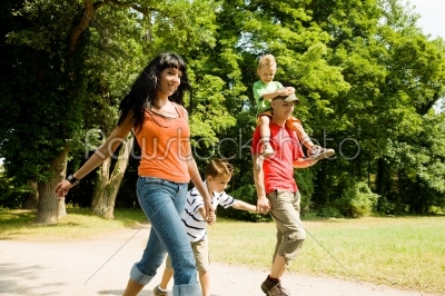 Family having a walk