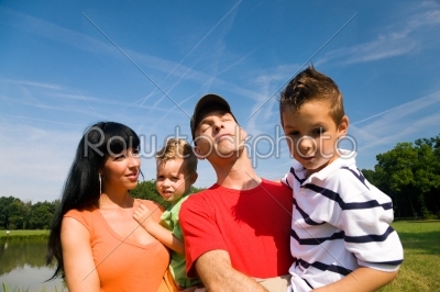 Family with kids enjoying summer