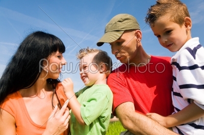 Family with kids enjoying summer