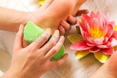 Feet massage with peeling