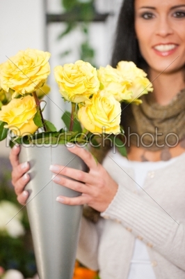 Female florist in flower shop