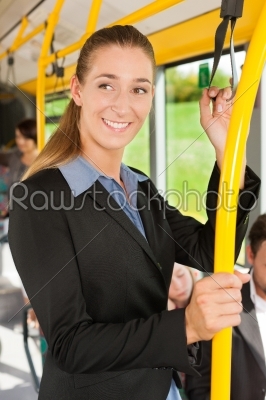 Female passenger in a bus