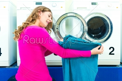 Female student in a laundry