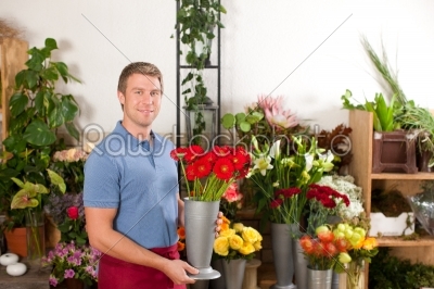 Florist in flower shop