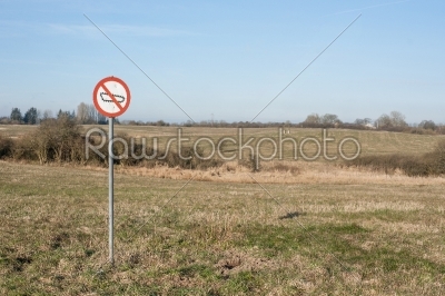 Forbidden tank sign on a field