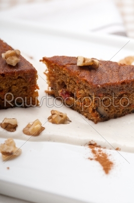fresh healthy carrots and walnuts cake dessert