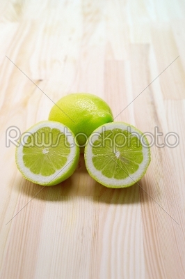 fresh lemon  over pinewood table
