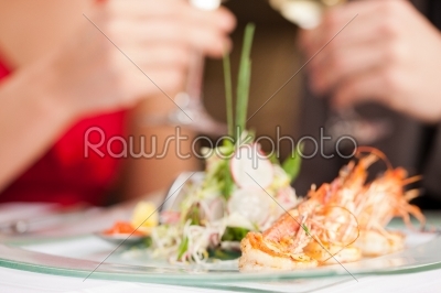 Fresh Shrimps on Serving Plate