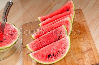 fresh watermelon on a  wood table