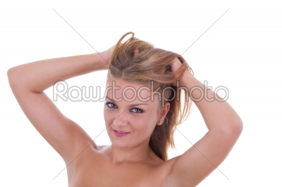girl pull her hair up