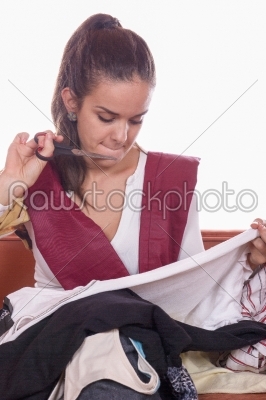 girl tailor with scissors