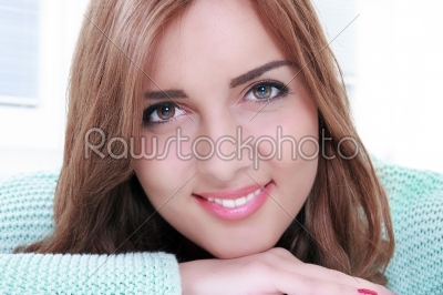 gorgeous smiling woman portrait with makeup