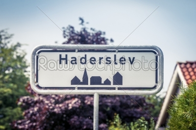 Haderslev city sign in the summer