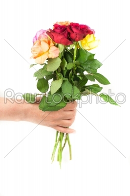Handing flowers