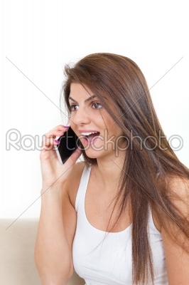 happy girl talking on the phone