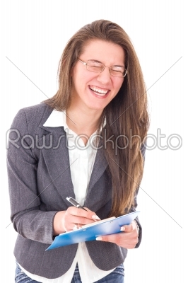 happy student girl with notebook smiling
