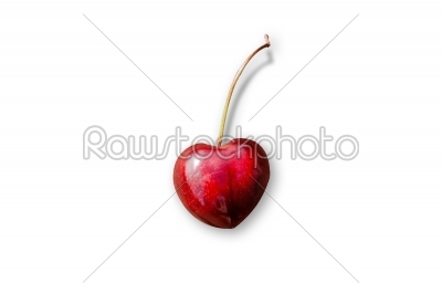 Heart-shaped cherry isolated on white