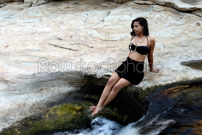 Hispanic Woman Waterfall