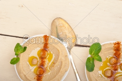 Hummus with mint on top